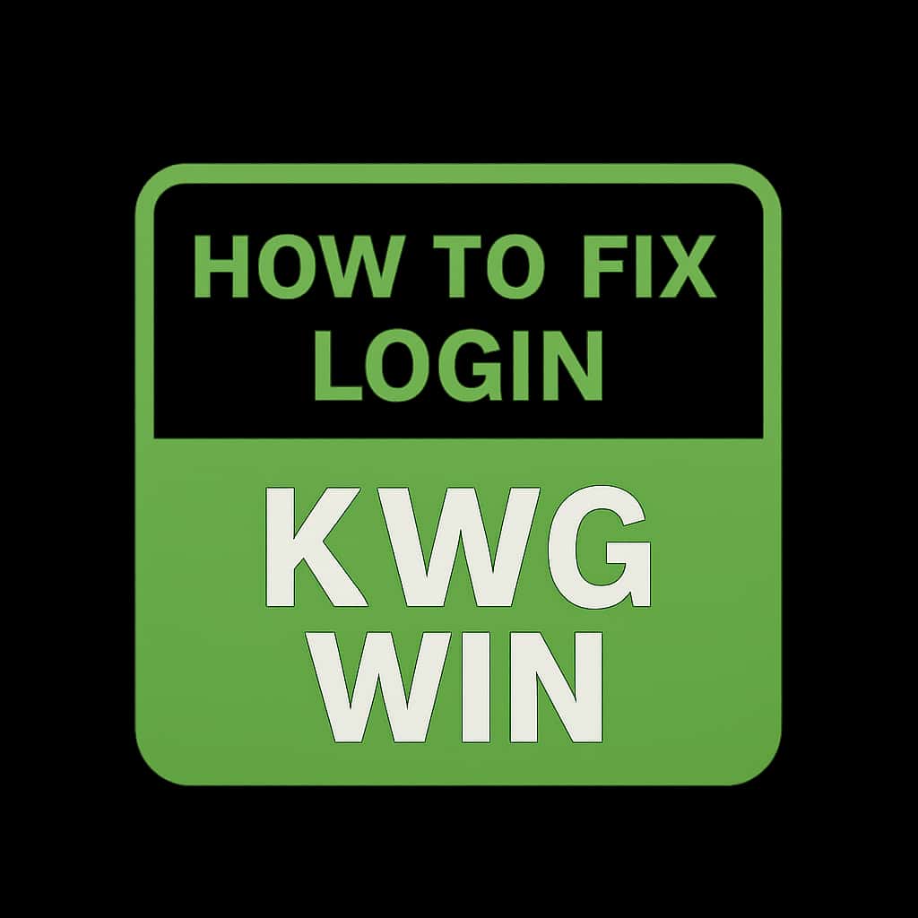 An icon symbolizing support for KWG Win login issues, with the text 'KWG Win' featured prominently.