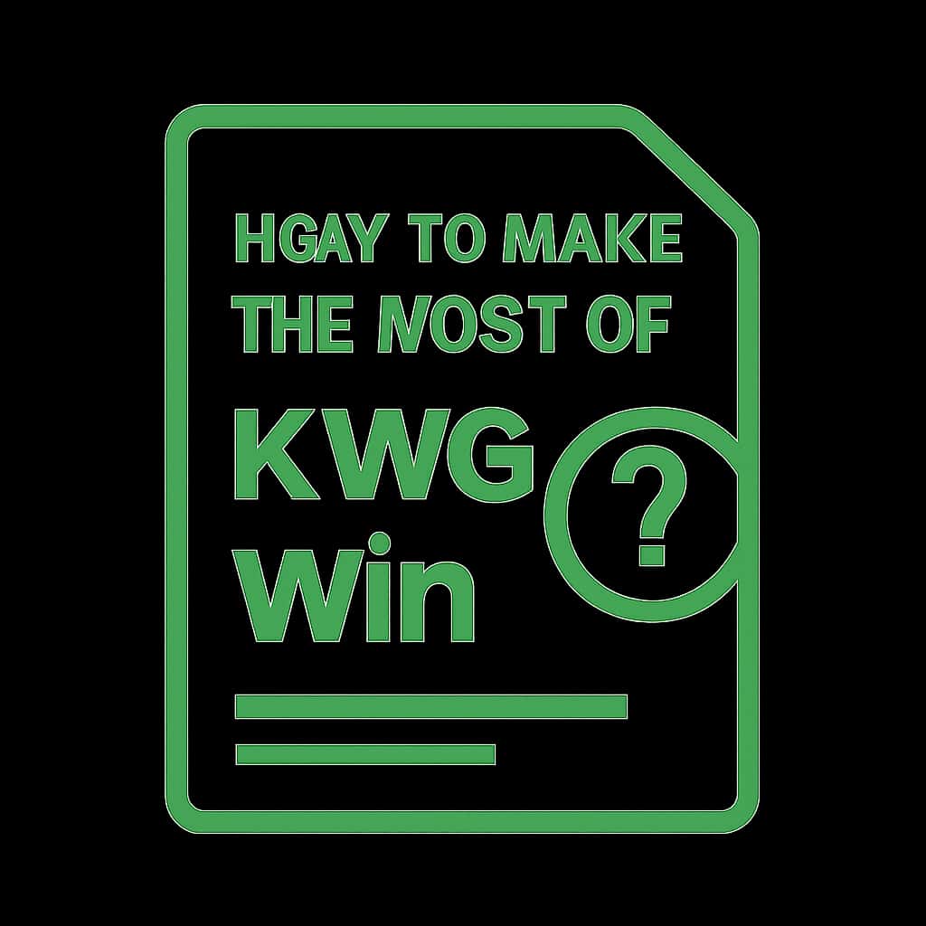 A simplistic badge illustrating the concept of maximizing benefits from KWG Win.