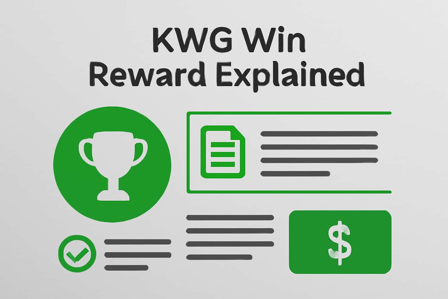An illustrative scene explaining the KWG Win Reward system with accents in #5aad1f.