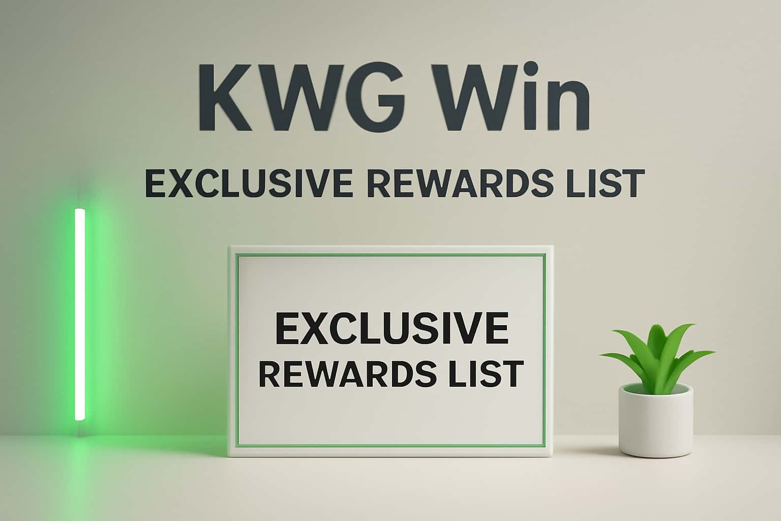 An informational graphic about KWG Win Exclusive Rewards List with thematic colors and clear typography.