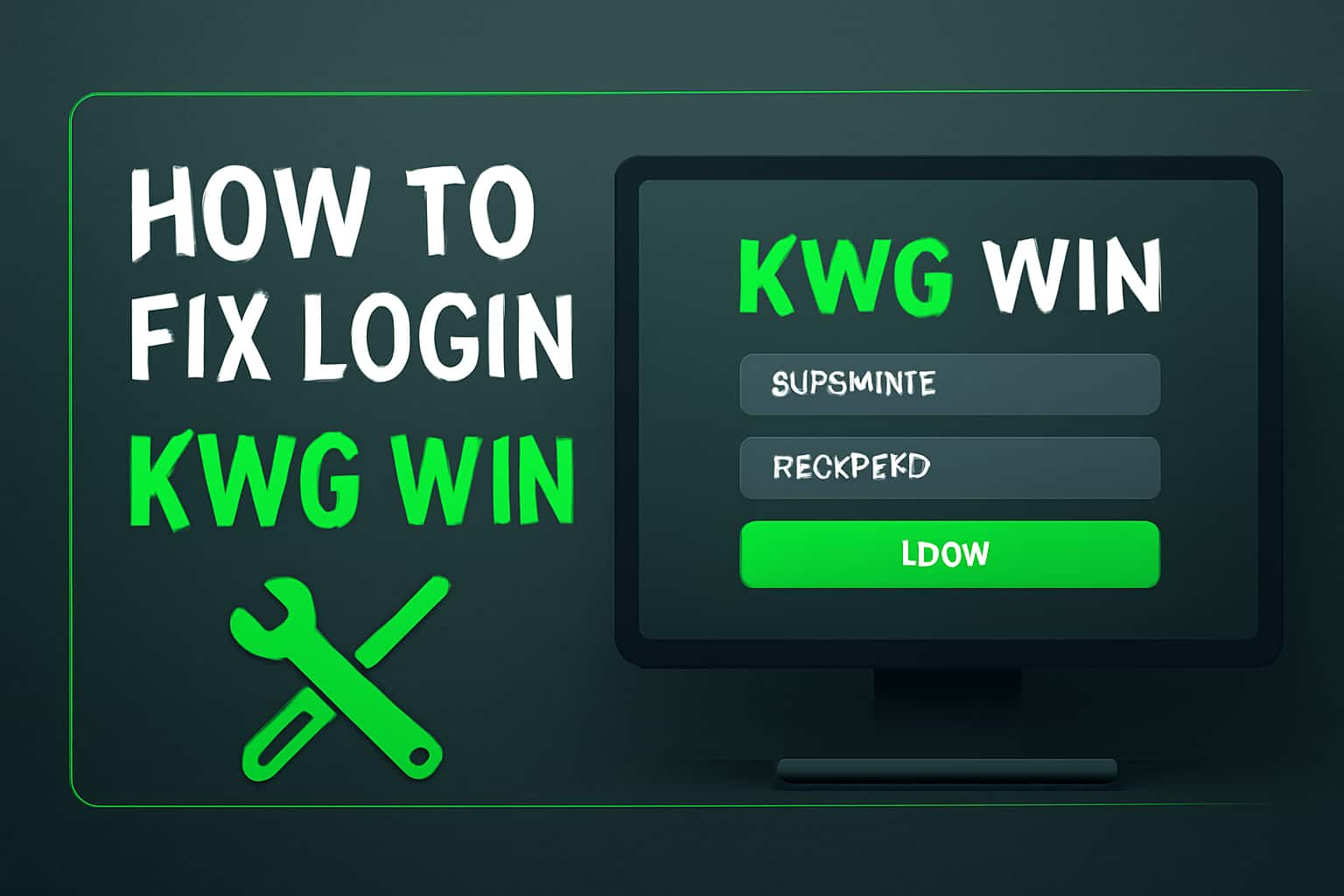 A futuristic representation of solving login issues for KWG Win, featuring the text 'How to Fix Login' in a prominent display.