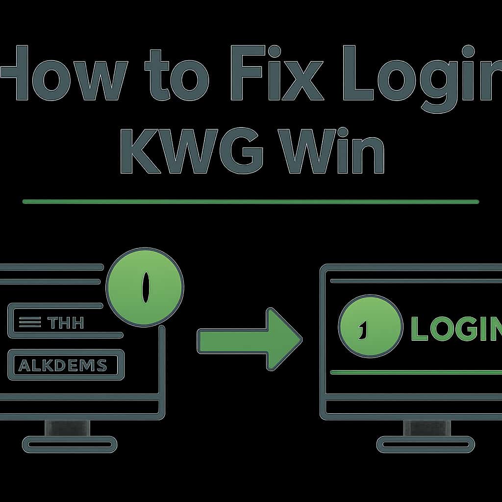 An illustration depicting troubleshooting steps for KWG Win login problems.