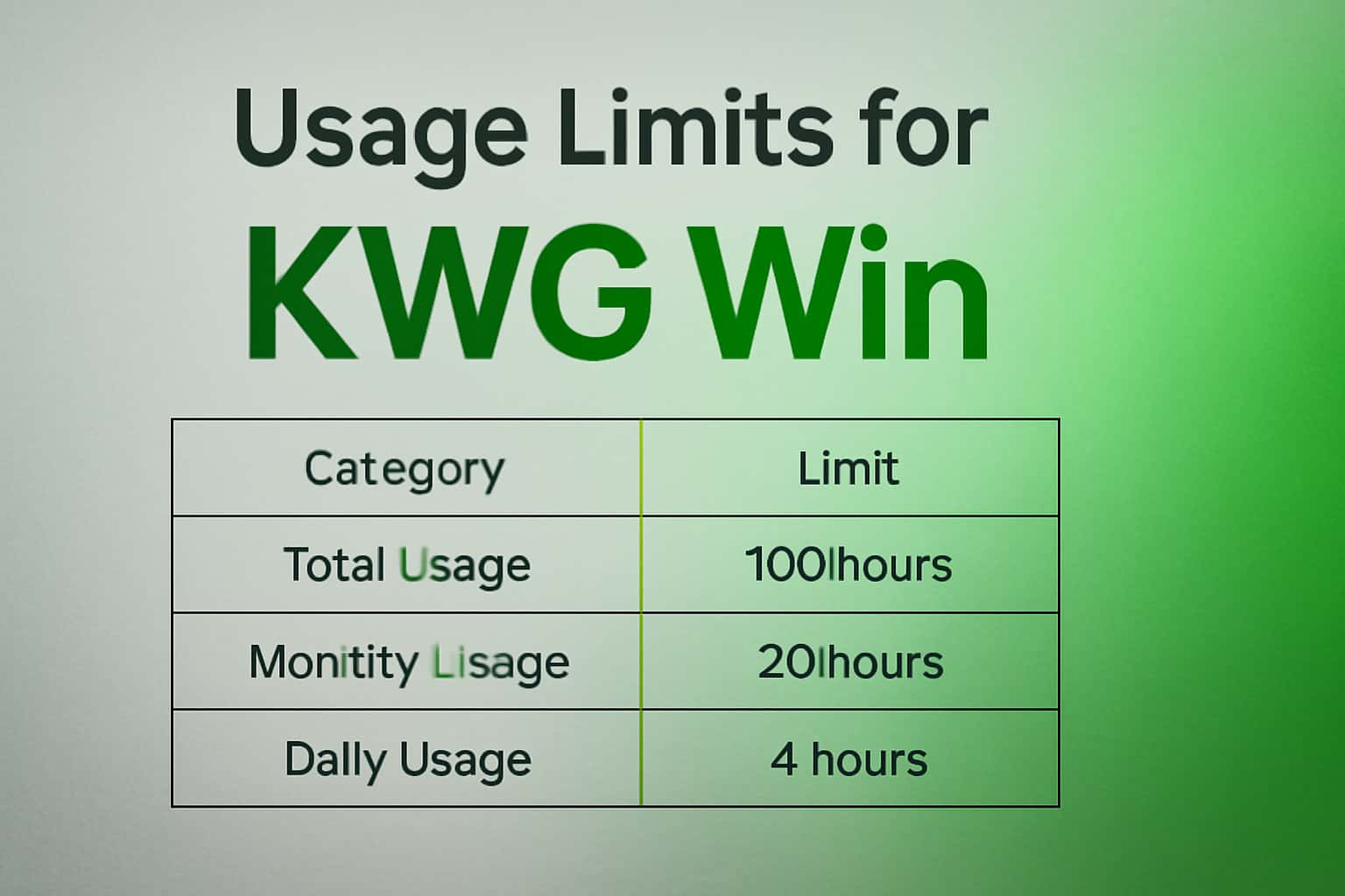 An informative graphic illustrating the concept of usage limits for KWG Win.