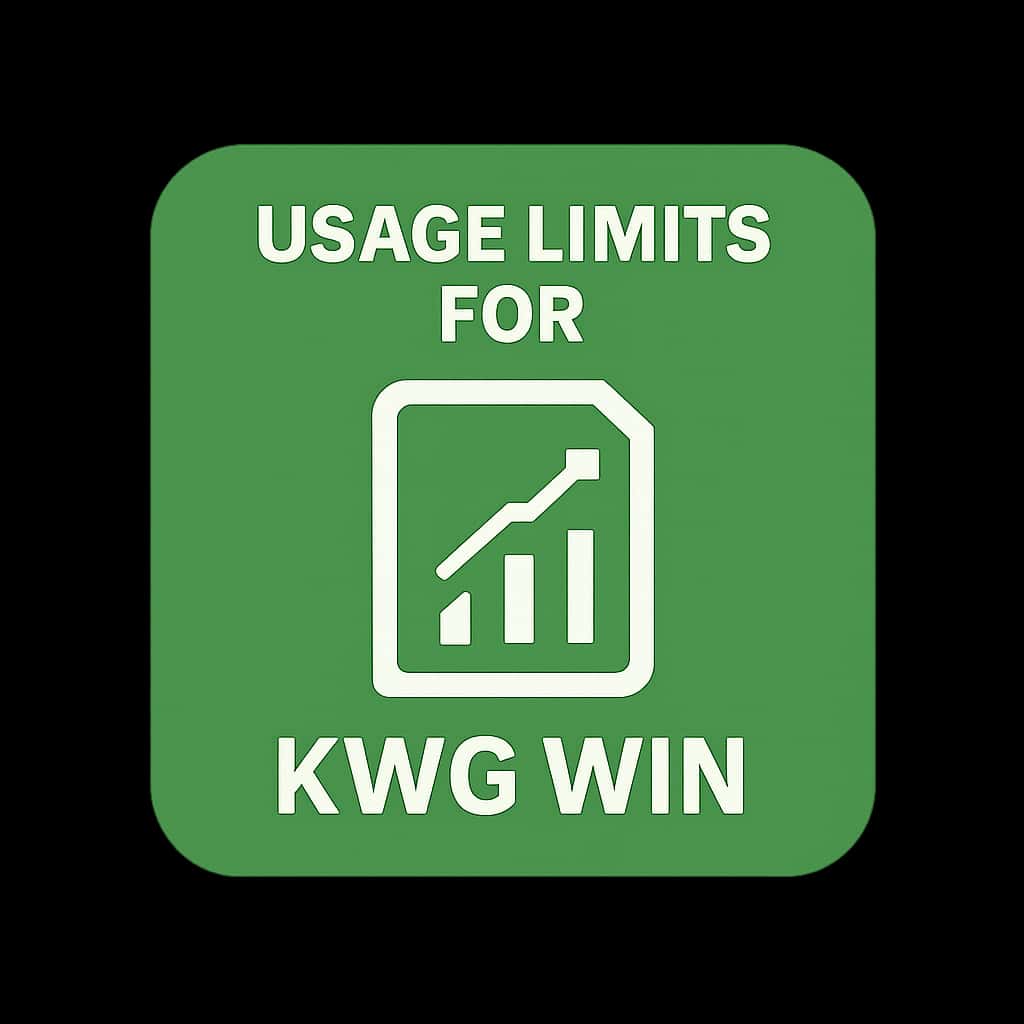 A badge symbolizing the guide on usage limits for KWG Win.